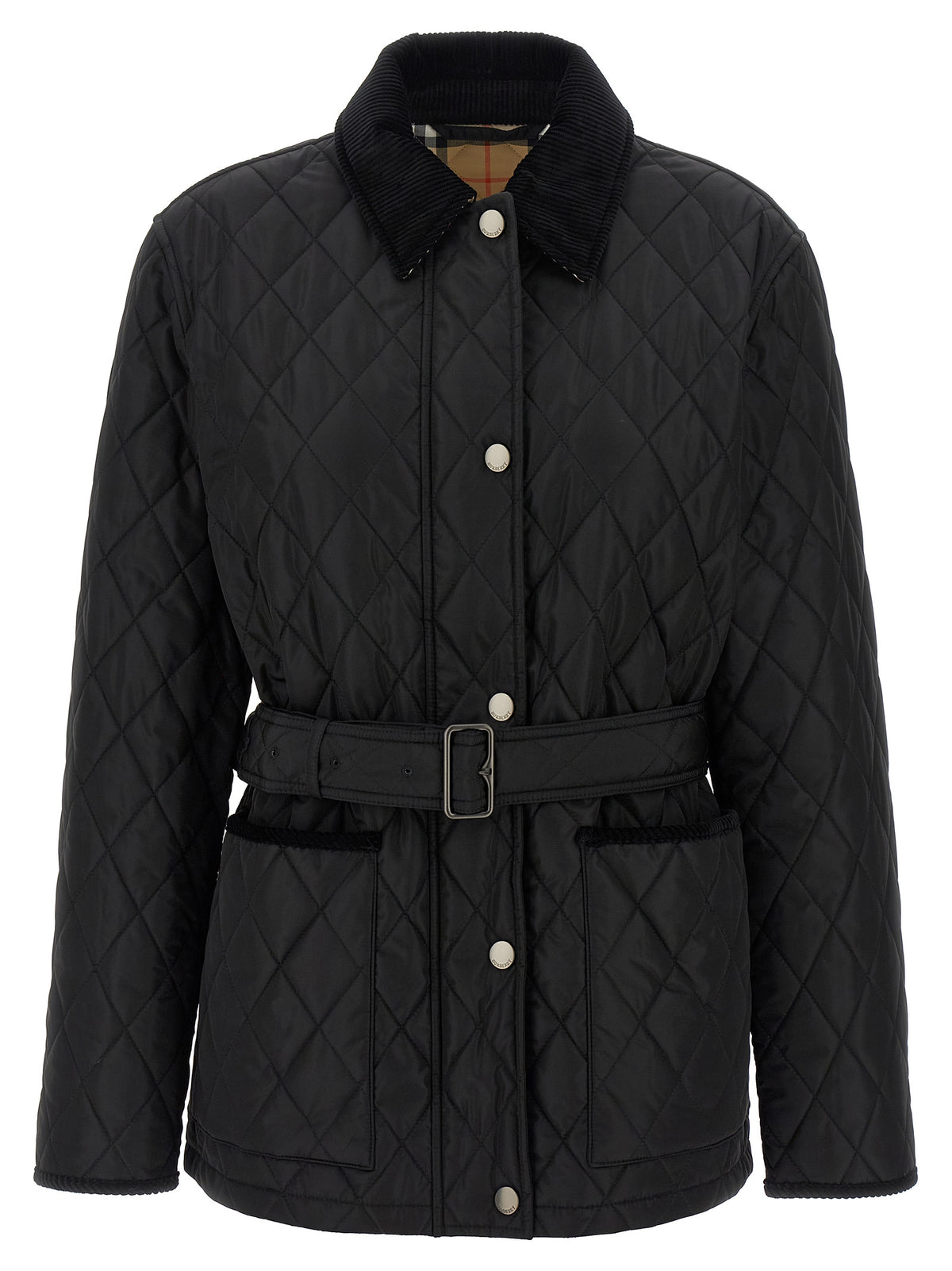 Burberry Schwarze Polyamid-Jacke in voller Länge