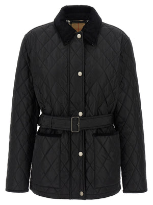 Burberry Schwarze Polyamid-Jacke in voller Länge