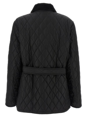 Burberry Schwarze Polyamid-Jacke in voller Länge