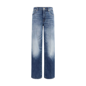7FOR Blaue Jeans aus Baumwolle im geraden Schnitt