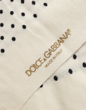 Dolce & Gabbana Off White Baumwollsocken mit Tupfenmuster, mittellang