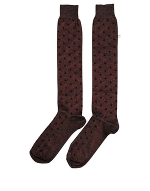 Dolce & Gabbana Braune Socken mit Pünktchenmuster, über die Wade reichend