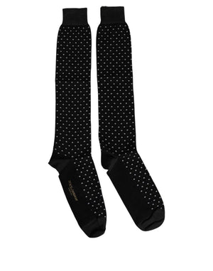 Dolce & Gabbana Schwarze Kniestrümpfe mit Tupfenmuster