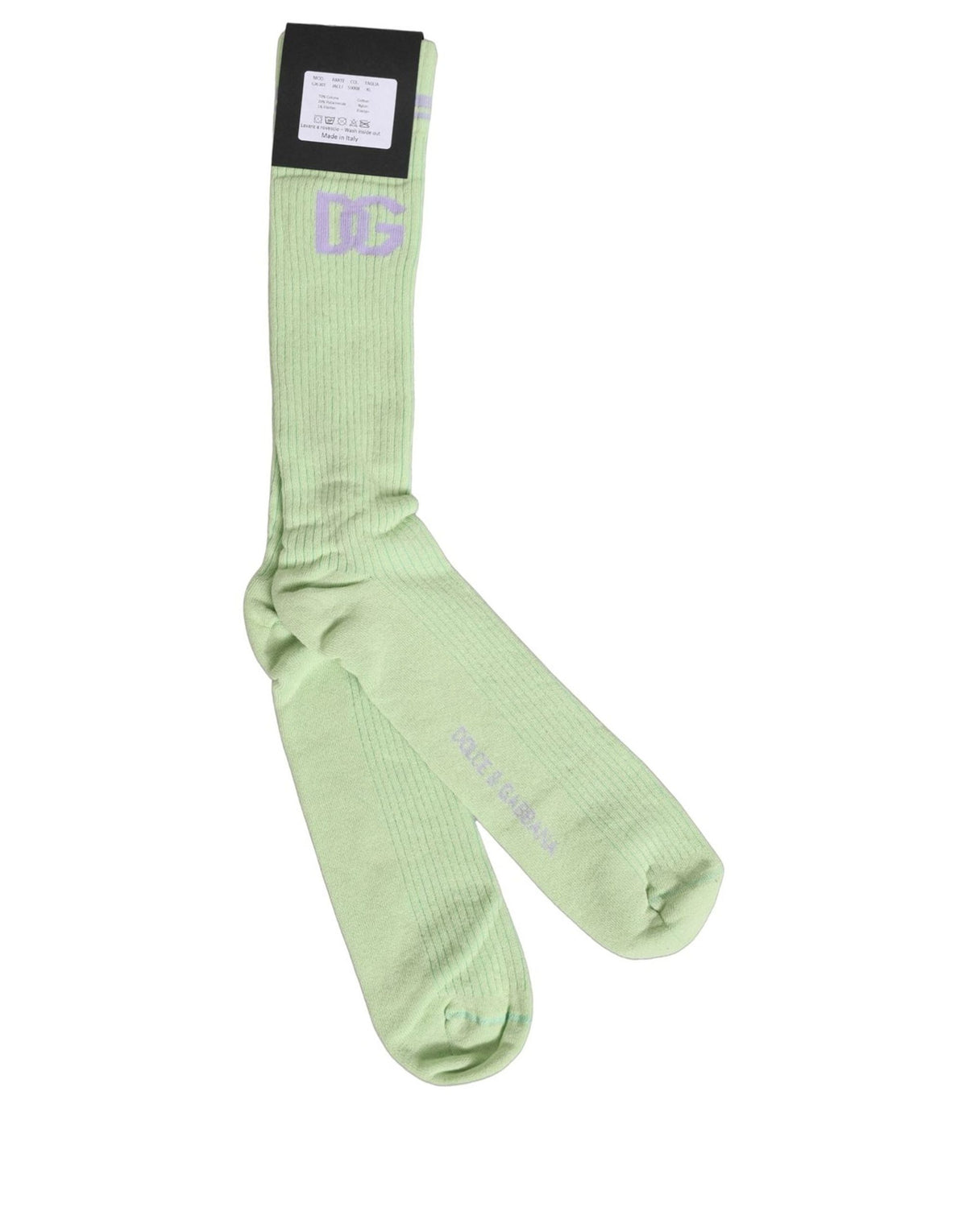Dolce & Gabbana Herren Socken in Hellgrün mit Logo über der Wade