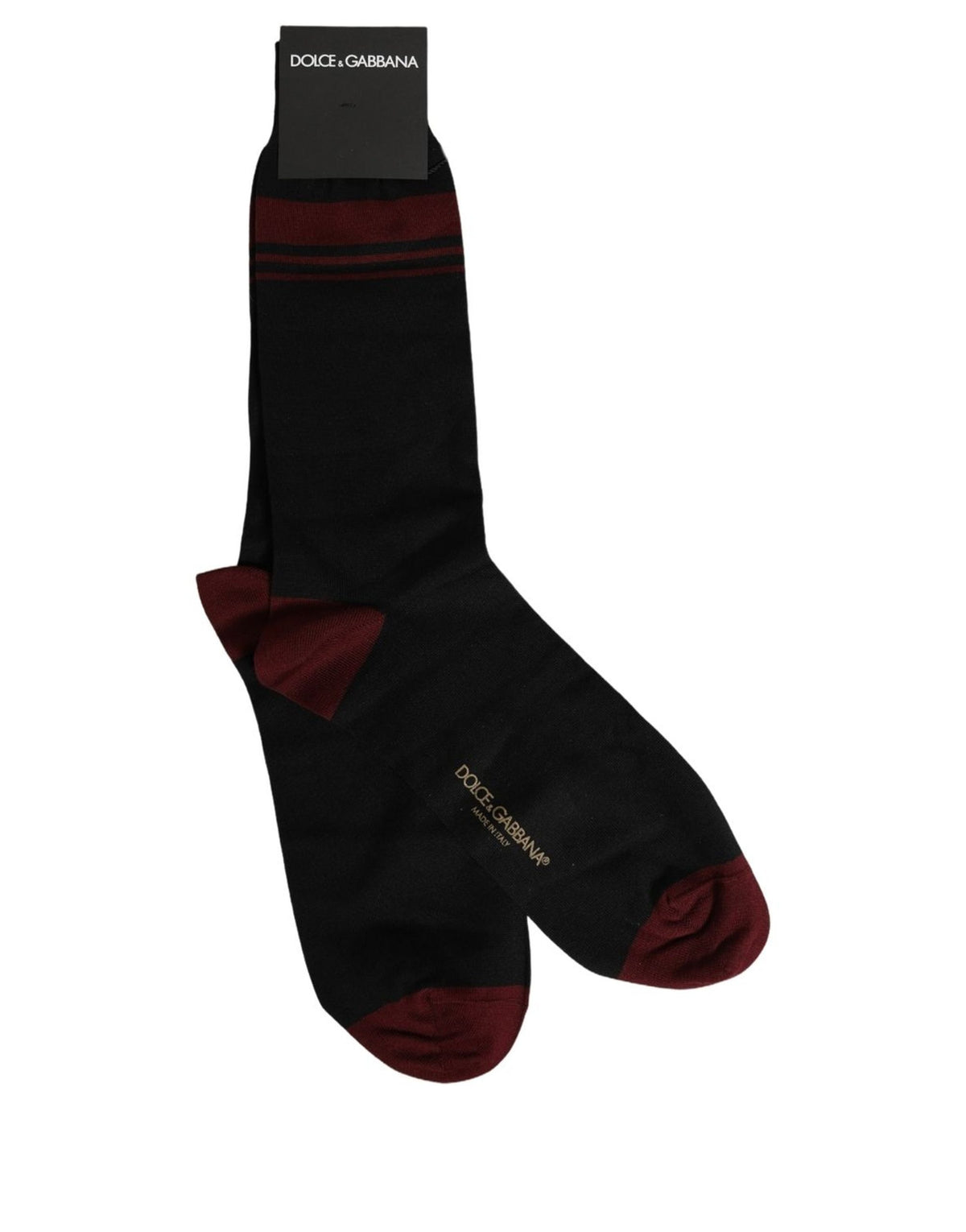 Dolce & Gabbana Herren Socken Mittelwadenlänge Logo Burgunderrot Schwarz