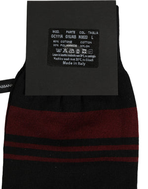 Dolce & Gabbana Herren Socken Mittelwadenlänge Logo Burgunderrot Schwarz