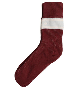 Dolce & Gabbana Burgundy-weiße Streifen Baumwoll-Socken für die Wade