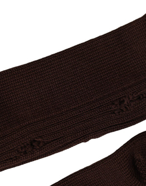 Dolce & Gabbana Dunkelbraune Baumwollsocken mit Used-Look, mittellang