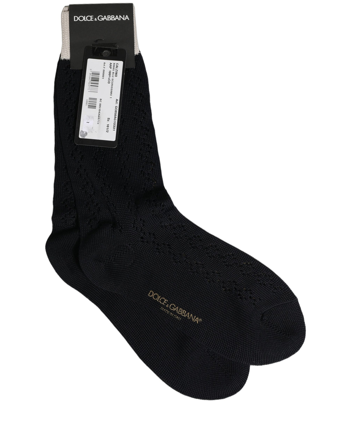 Dolce & Gabbana Dunkelblaue Baumwollstrick-Socken in mittlerer Wadenlänge
