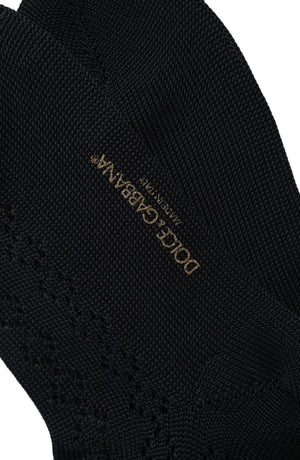 Dolce & Gabbana Dunkelblaue Baumwollstrick-Socken in mittlerer Wadenlänge