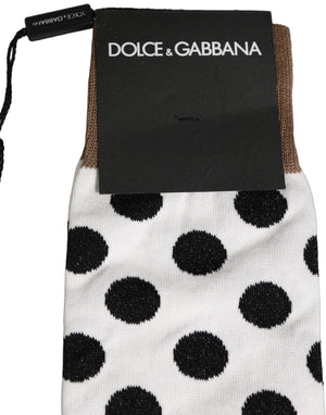 Dolce & Gabbana Weiße Kniestrümpfe mit Tupfenmuster