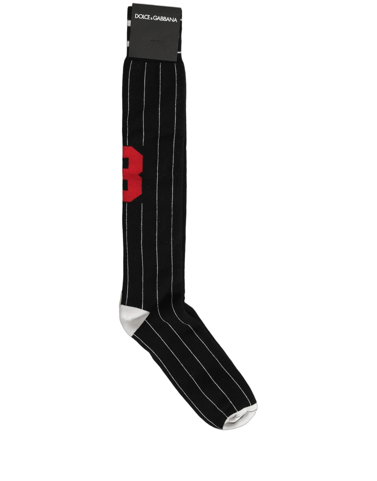 Dolce & Gabbana Herren schwarze Nadelstreifen Logo Kniestrümpfe