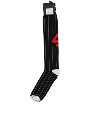 Dolce & Gabbana Herren schwarze Nadelstreifen Logo Kniestrümpfe