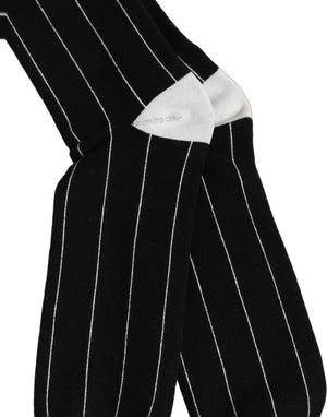 Dolce & Gabbana Herren schwarze Nadelstreifen Logo Kniestrümpfe