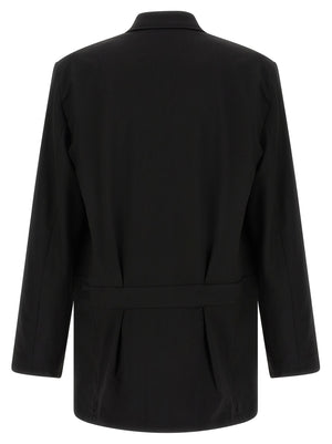 Y-3 Schwarze Wolljacke in voller Länge