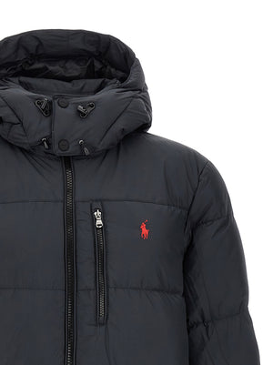 Polo Ralph Lauren Schwarze Polyester-Jacke in voller Länge