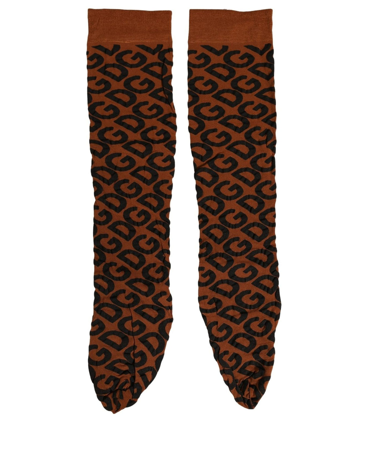 Dolce & Gabbana Braune schwarze Nylon DG Logo Mittelhohe Socken