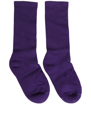 Dolce & Gabbana Violet Cotton Ribbed Mid Calf Damensocken