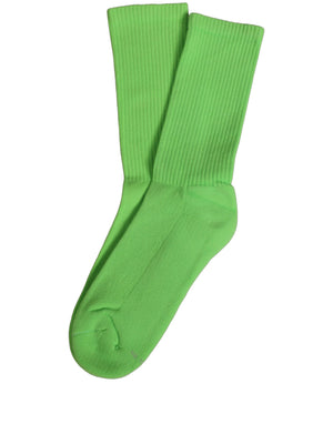 Dolce & Gabbana Grüne gerippte Baumwollsocken für Damen, mittellang