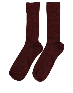 Dolce & Gabbana Maroon Viscose DG Logo Mittellange Socken