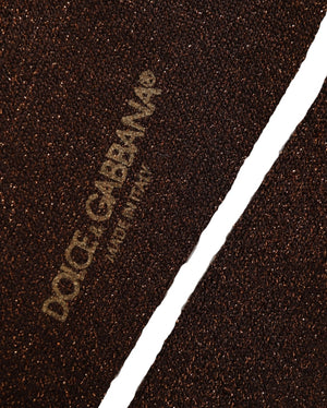 Dolce & Gabbana Dunkelbraune Viscose Logo Mittelhohe Socken
