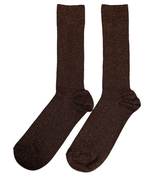 Dolce & Gabbana Dunkelbraune Viscose Logo Mittelhohe Socken