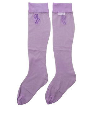 Dolce & Gabbana Lila kniehohe transparente Nylonsocken