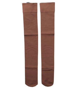 Dolce & Gabbana Braune Kniestrümpfe aus Stretch-Nylon