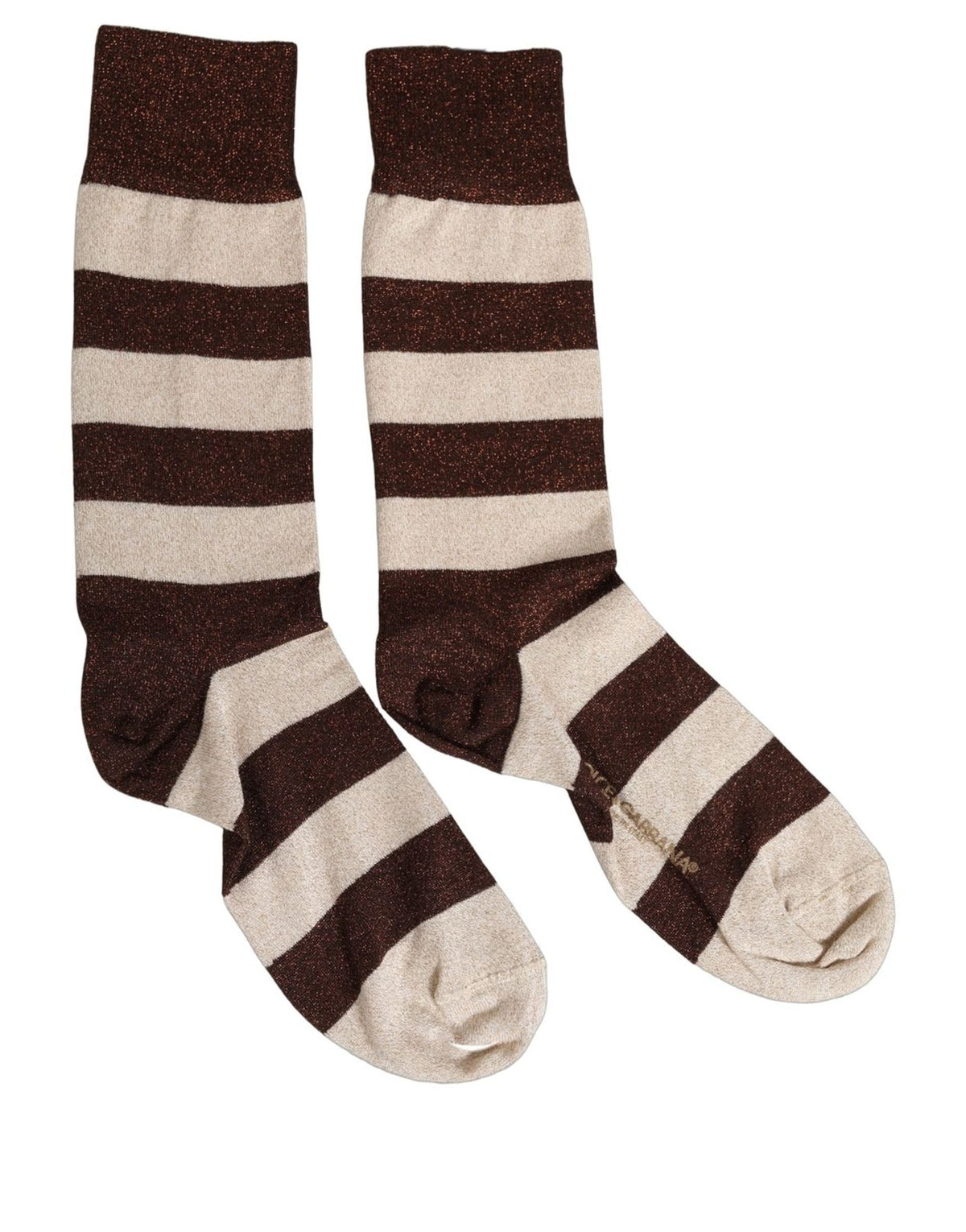 Dolce & Gabbana Braune Beige Gestreifte Mittellange Socken