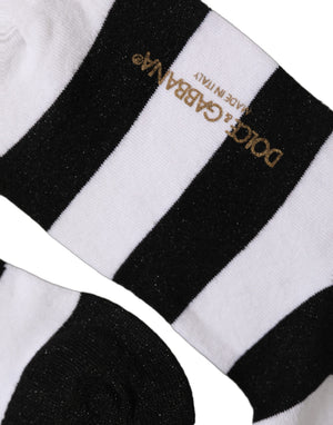 Dolce & Gabbana Mittelhohe Socken mit schwarz-weißen Streifen