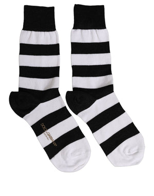 Dolce & Gabbana Mittelhohe Socken mit schwarz-weißen Streifen