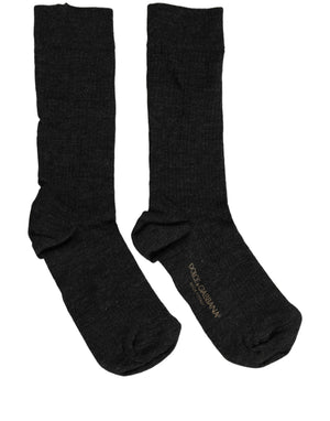 Dolce & Gabbana Schwarze Wollsocken mit DG-Logo, mittellang