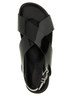 Saint Laurent Sandalen aus schwarzem Kalbsleder