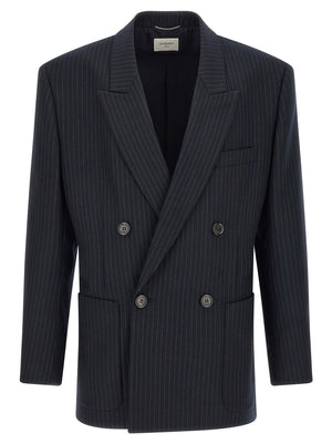 Saint Laurent Blauer Wollblazer