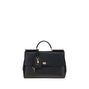 Dolce & Gabbana Schwarze Bos Taurus Kalbsleder Schultertasche