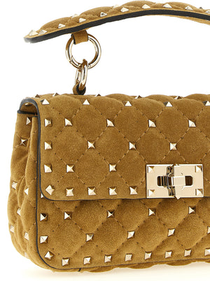 Valentino Garavani Beigefarbene Kalbshaut Schultertasche