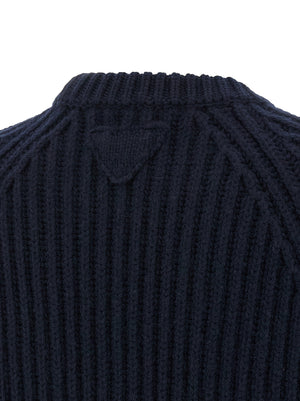 Prada Blauer Cardigan aus Schurwolle