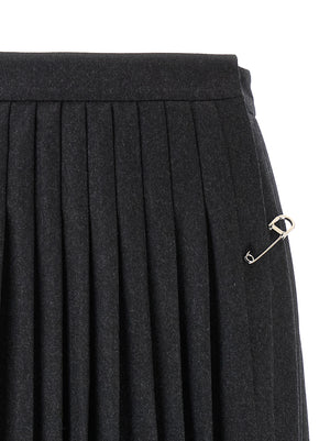 Prada Grauer Midirock aus reiner Schurwolle
