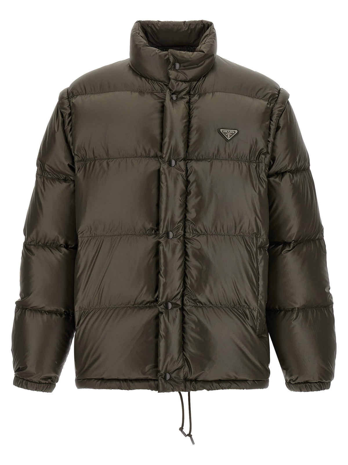 Prada Graue Jacke aus recyceltem Polyamid in voller Länge