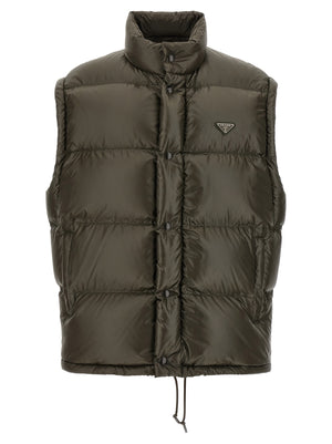 Prada Graue Jacke aus recyceltem Polyamid in voller Länge
