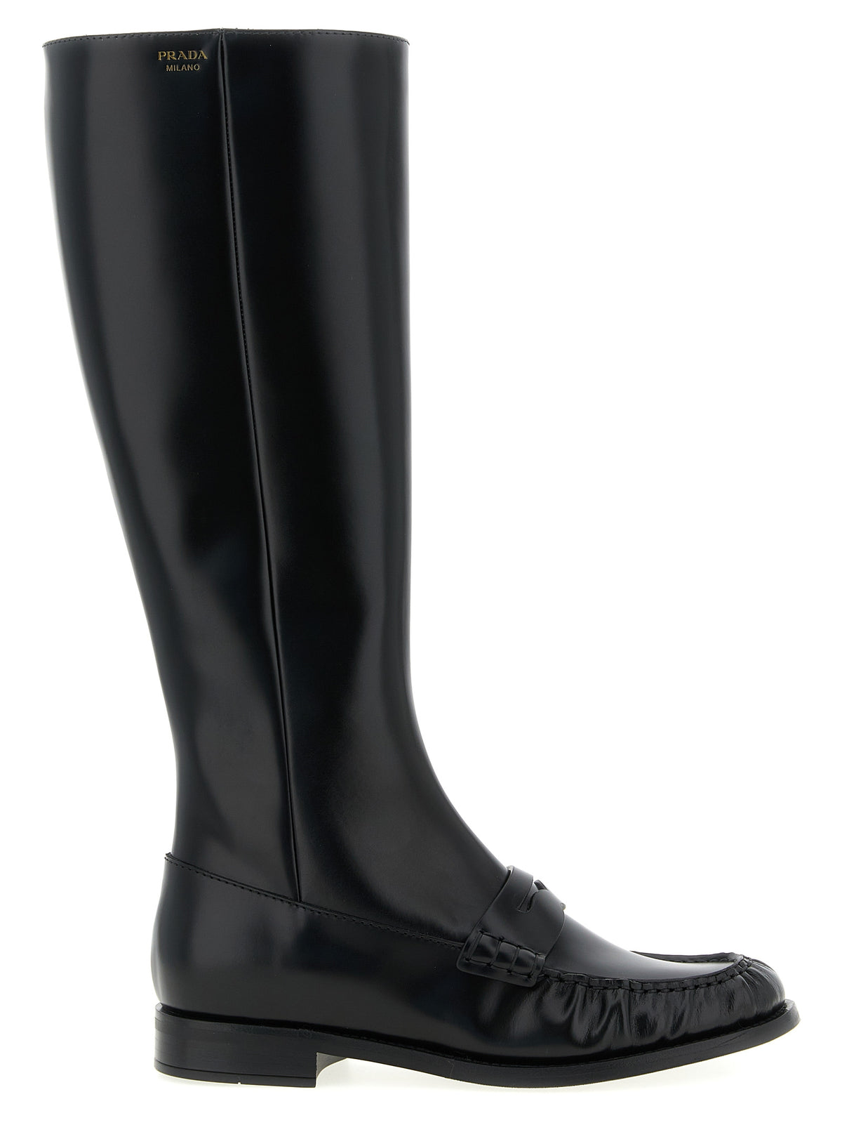Prada Schwarzes Kalbsleder Over-the-Knee
