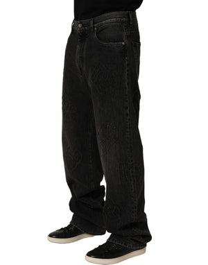 Dolce & Gabbana Dunkelgraue Baumwoll-Jeans im Oversize-Wide-Leg-Schnitt