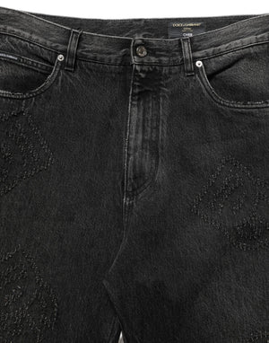 Dolce & Gabbana Dunkelgraue Baumwoll-Jeans im Oversize-Wide-Leg-Schnitt