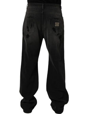 Dolce & Gabbana Dunkelgraue, distressed Oversize-Jeans für Herren aus Denim