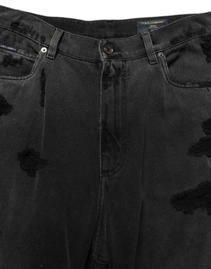 Dolce & Gabbana Dunkelgraue, distressed Oversize-Jeans für Herren aus Denim