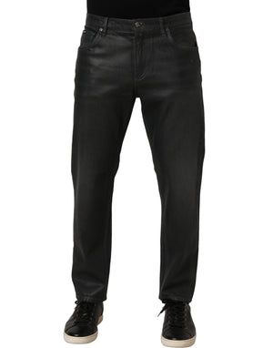 Dolce & Gabbana Dunkelgraue Baumwoll-Jeans für Herren, lockere Passform