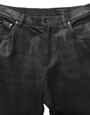 Dolce & Gabbana Dunkelgraue Baumwoll-Jeans für Herren, lockere Passform