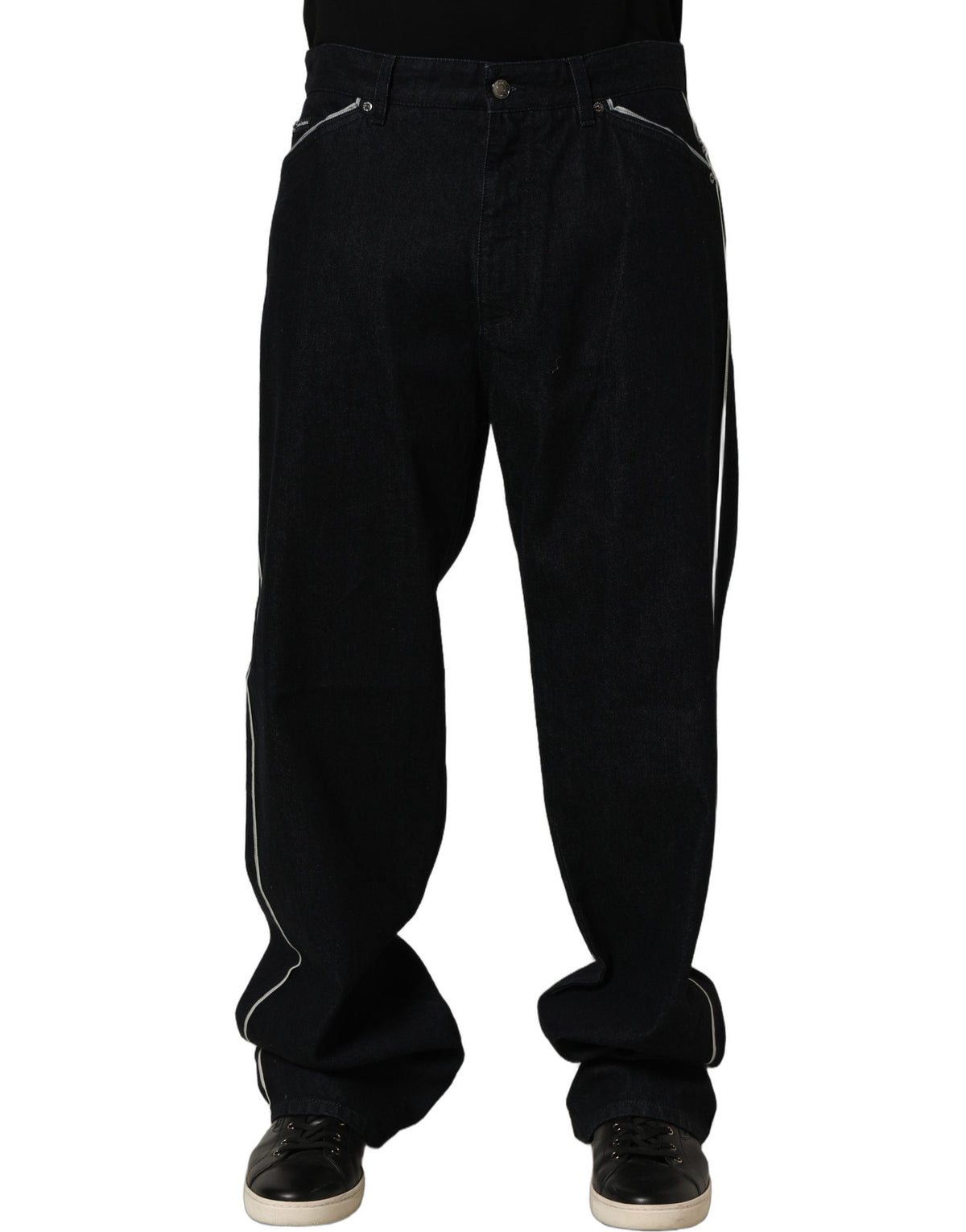 Dolce & Gabbana Schwarze gerade Herren-Jeans aus Baumwoll-Stretch