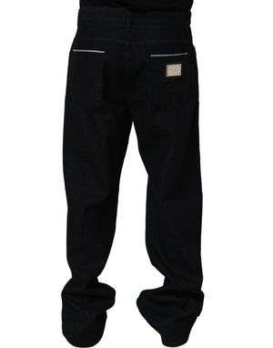 Dolce & Gabbana Schwarze gerade Herren-Jeans aus Baumwoll-Stretch