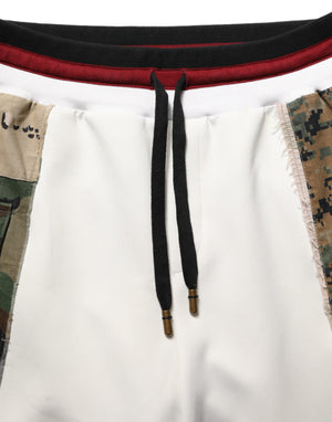 Dolce & Gabbana Weiße Camouflage Patchwork Sweatpants Hose